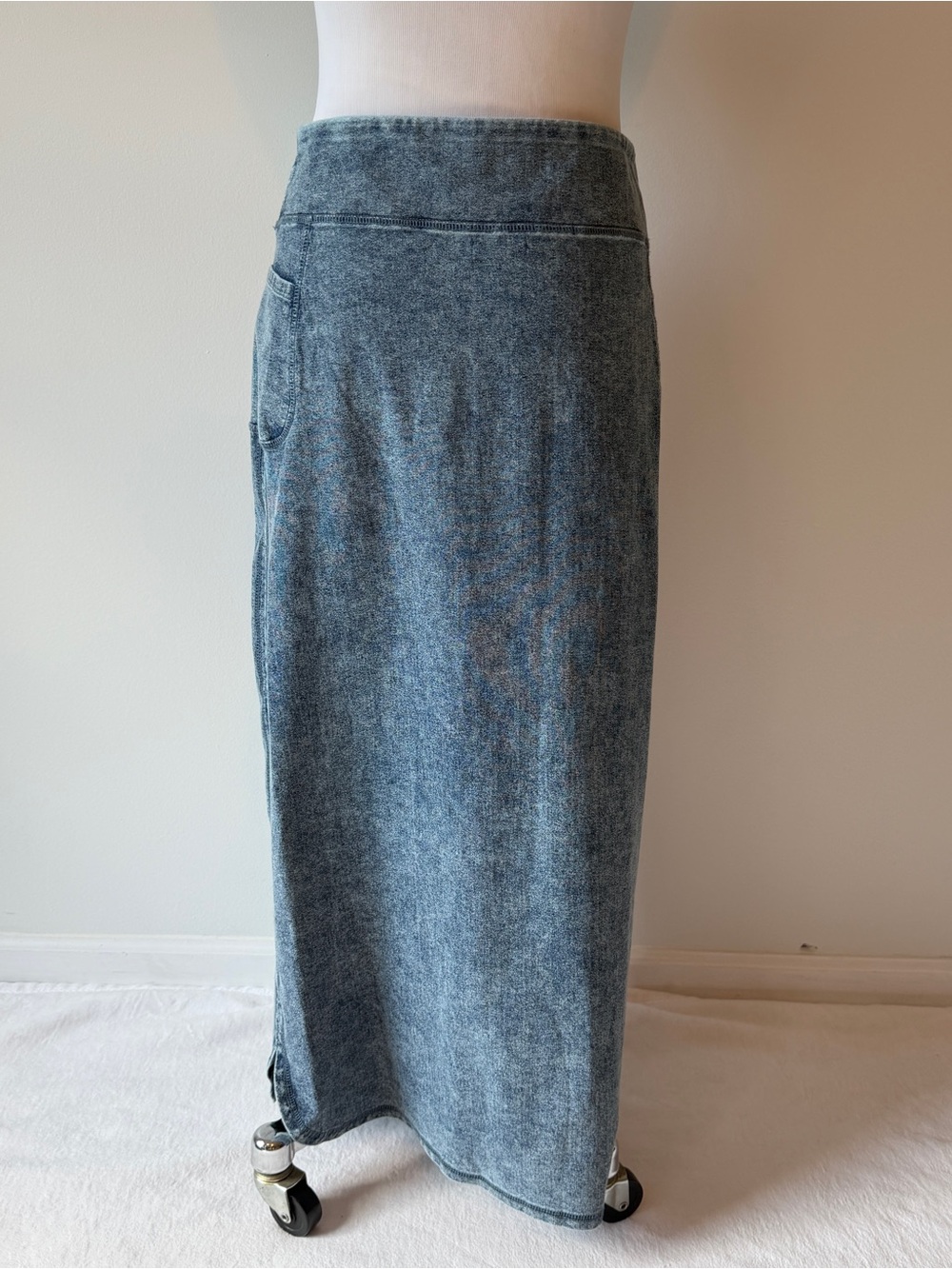 Snoga Acid Washed Blue Stretch Denim Long Column Jean Skirt size Medium Cottage - Picture 6 of 16